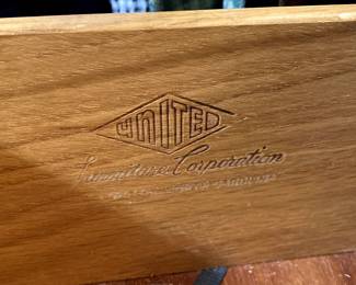 United Furniture Corp. Mid Century 5 Drawer Highboy Dresser 