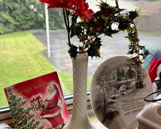 Mid Century Milk Glass Vase with Diamond Pattern