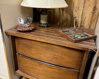 Mid Century Modern Double Drawer Night Stand