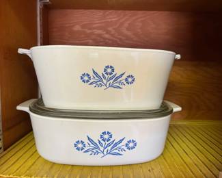 3 Corning Ware Casserole Dishes - Blue Cornflower Pattern