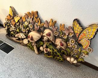 Burwood Wall Decor - Butterfly/Mushrooms and Floral Wall Plaque