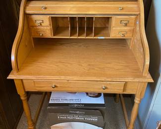 Oak Roll Top Secretary Desk