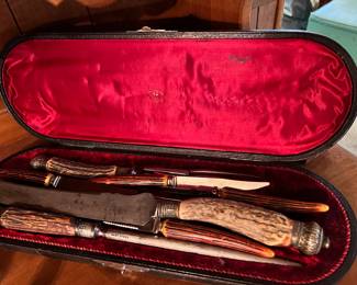  J.A. Henckels Cast Steel with Faux Antler Handled Knife Set and Sharpener