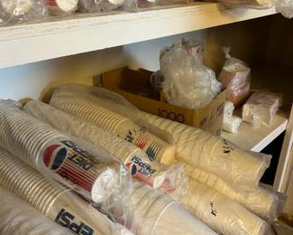 LOTS OF CONCESSION CUPS AND TRAYS