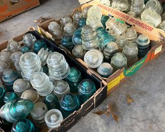 LARGE LOT OF ANTIQUE INSULATORS