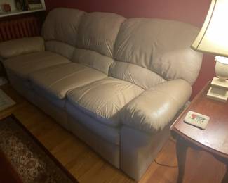 . . . beige leather couch