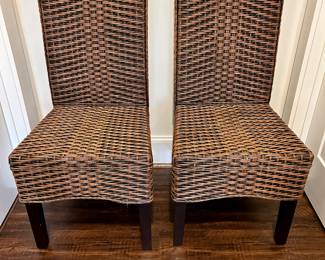 Two beautiful wicker dining chairs in like new condition. 