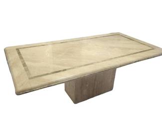 $2999 USD      Italian Marble Single Pedestal w Marble Inlay Dining Table Italy JW169-1     Description: Italian Mid-Century Modern single pedestal rectangle travertine dining conference table Made in Italy.  This clean-lined dining table delivers impactful modern style to your dining room.  Creamy travertine with beautiful shape and movement. Extremely heavy.  Two pieces (the base and the table top)

Dimensions: 74 x 39 x 29"H

Condition: Excellent condition.

Local pick up Gaithersburg, MD.  Contact us for shipper suggestions.     https://goodbyhello.com/products/italian-marble-single-pedestal-w-marble-inlay-dining-table-italy-jw169-1?_pos=9&_sid=aa925a30b&_ss=r