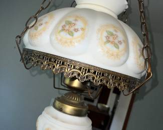Pretty milk glass hanging lamp