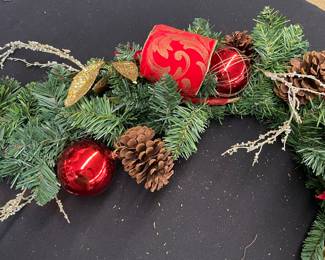 Silk Floral Swag with Greenery, Pinecones, Poinsettia 