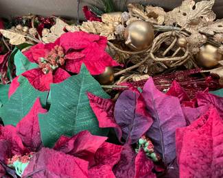 Assorted Gold & Red Poinsettias Swags Mantel Pieces