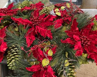 Assorted Silk Florals Poinsettias with Pinecones