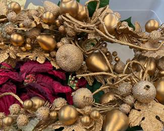 Assorted Silk Florals Gold Sprayed Fruit and Stems