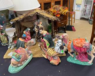 Ceramic Nativity Set with Creche 