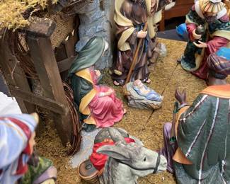 Ceramic Nativity Set with Creche 