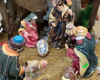 Ceramic Nativity Set with Creche 
