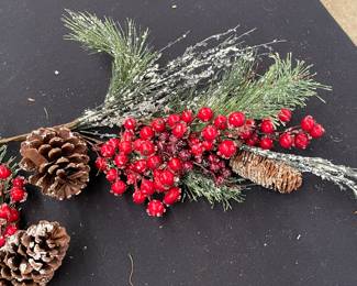Floral Sprig with Berries, Evergreen, Pinecones