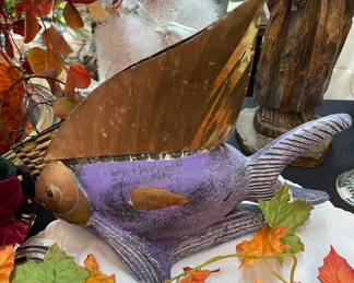 Hand Sculpted Humuunumuuwakwaka Fish with Copper Fin and Face