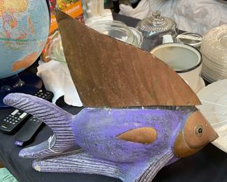 Hand Sculpted Humuunumuuwakwaka Fish with Copper Fin and Face