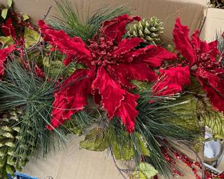 Assorted Silk Florals Poinsettias with Pinecones