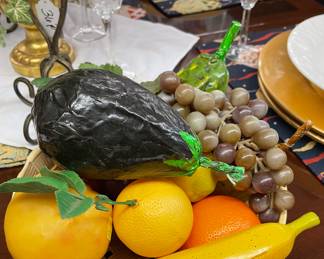 Ceramic Breadbasket, Plastic Fruit, Paper Mache Veggies