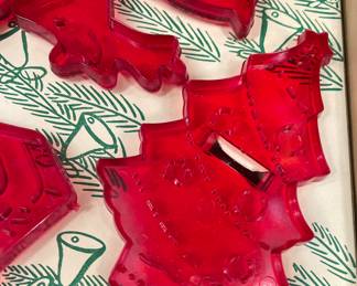 Vintage 1950's Christmas Cookie Cutters Christmas Tree, Ornament, Reindeer, Santa Head, Sant Full Body, Bells, Holly Berries, Angel & Present in Box with Recipe Printed on Cover