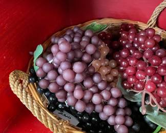 Woven Basket, Plastic Grapes