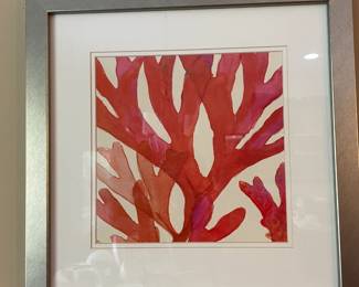 sea coral red framed watercolor