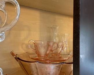 stunning rose glass punch bowl and cups