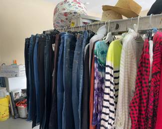 Large selection of women's and men's clothing and shoes