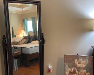 full length, angled wood mirror