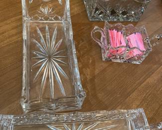 fine crystal trays, containers, display