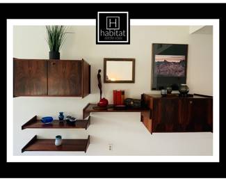 Custom Rosewood floating shelves unit