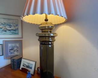 Vintage large smoked glass lamp