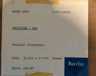 RAOUL DUFY Orchestra Lithographs