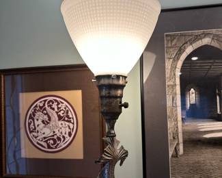 Vintage Koi Fish Table Lamps with Glass Shade