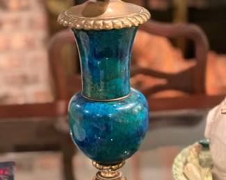 Antique PAUL MILET (France 1870-1950) Flambe' Enameled with Gilt Bronze Sevres - PAIR