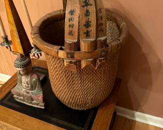 Antique Chinese Bamboo Rice Basket