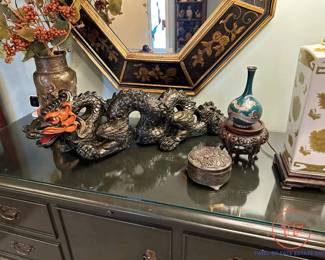 Vintage Plaster Chinese Figural Dragon