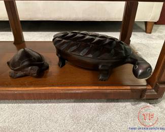 Hand Carved Wood Turtle Trinket Box