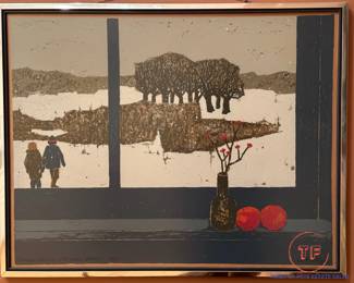 BARTEK 1971 Signed Limited Edition Serigraph "December Window with Wahoo Berries" 