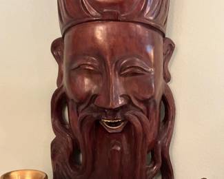 Hand Carved Asian Wood Mask