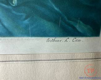 1920's ARTHUR COX Hand Colored Mezzotint Engraving