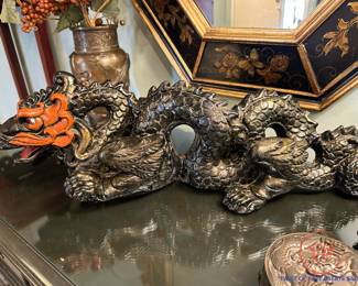Vintage Plaster Chinese Figural Dragon