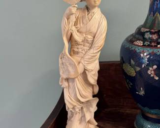 Carved Bone Geisha Statues