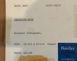 RAOUL DUFY Orchestra Lithographs