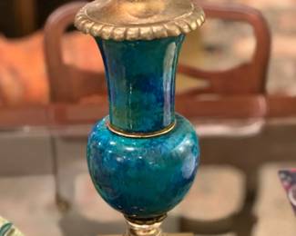 Antique PAUL MILET (France 1870-1950) Flambe' Enameled with Gilt Bronze Sevres - PAIR