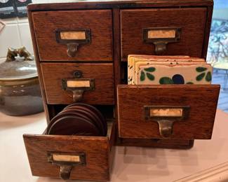 Antique Library Bureau Sole Makers Wood Card Catalog Cabinet