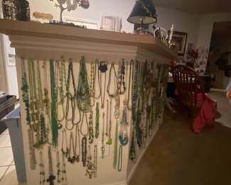 The green wall! Jewelry pieces that are ready to adorn your beautiful neck!