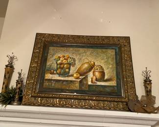 This gorgeous piece is waiting for you to come get it abd I give it a new home! 
It’s soft gold frame makes the canvas paint most beautiful!